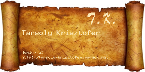 Tarsoly Krisztofer névjegykártya